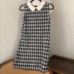 A-line houndstooth dress with Peter Pan collar